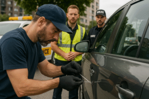 automobilio raktai lieka viduje